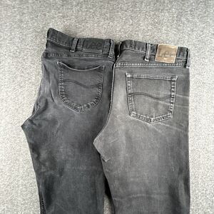 Lot of 2 LEE Jeans Mens Sz 38x30 Black Straight Leg Regular Fit Denim Workwear